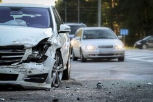 Car crash happening along the highway in in Carrollton, Georgia.