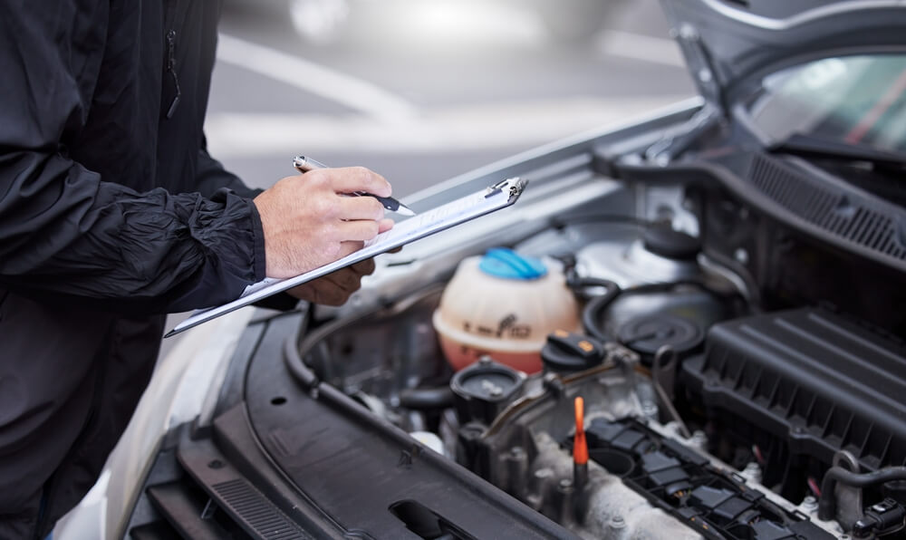 Maintenance car check by inspector